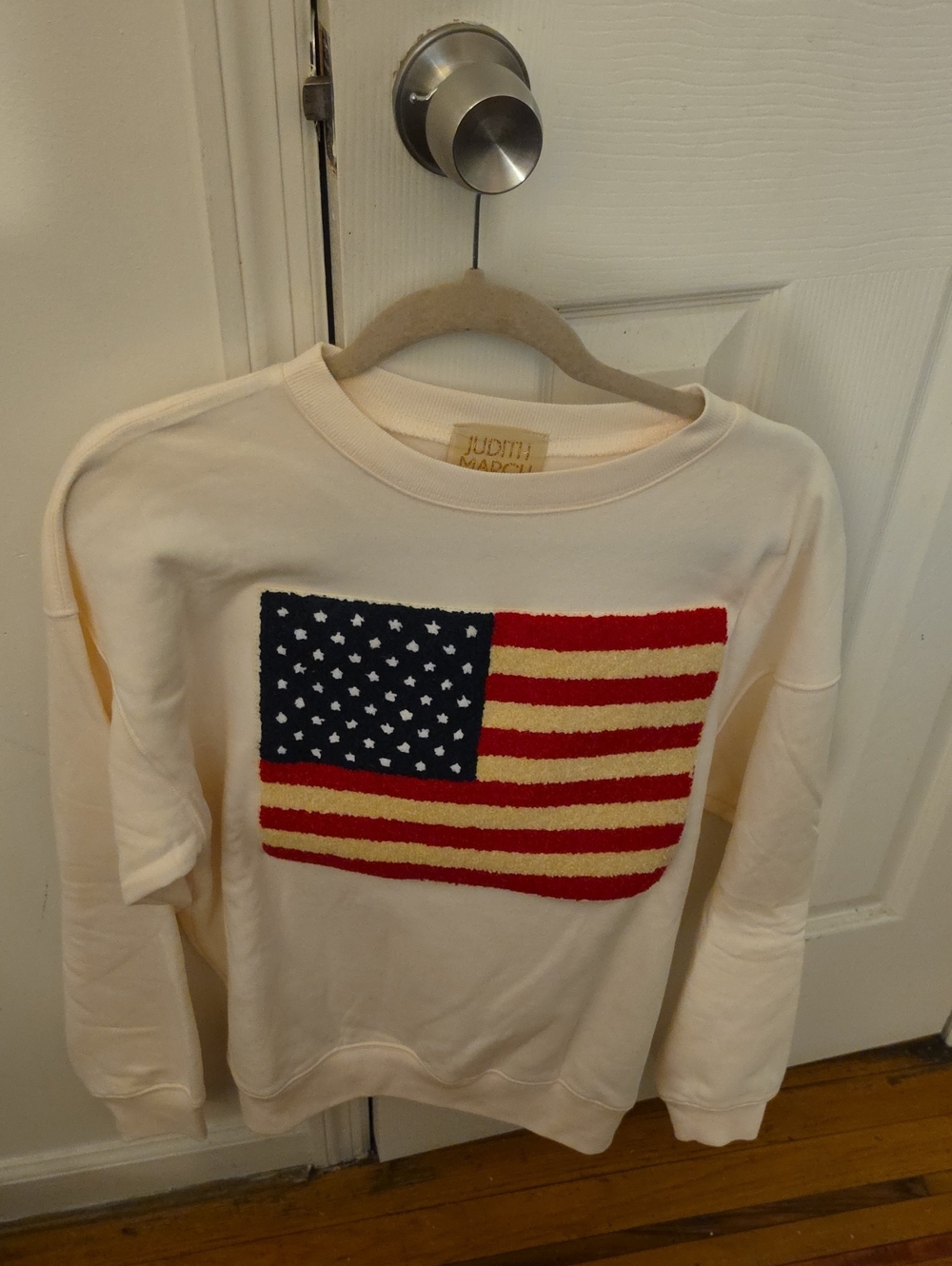Judith March American Flag Patch Sweatshirt Color Block Sweatshirt